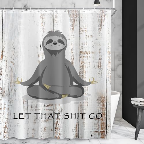 Fun Yoga Sloth Shower Curtain Set - $17.99