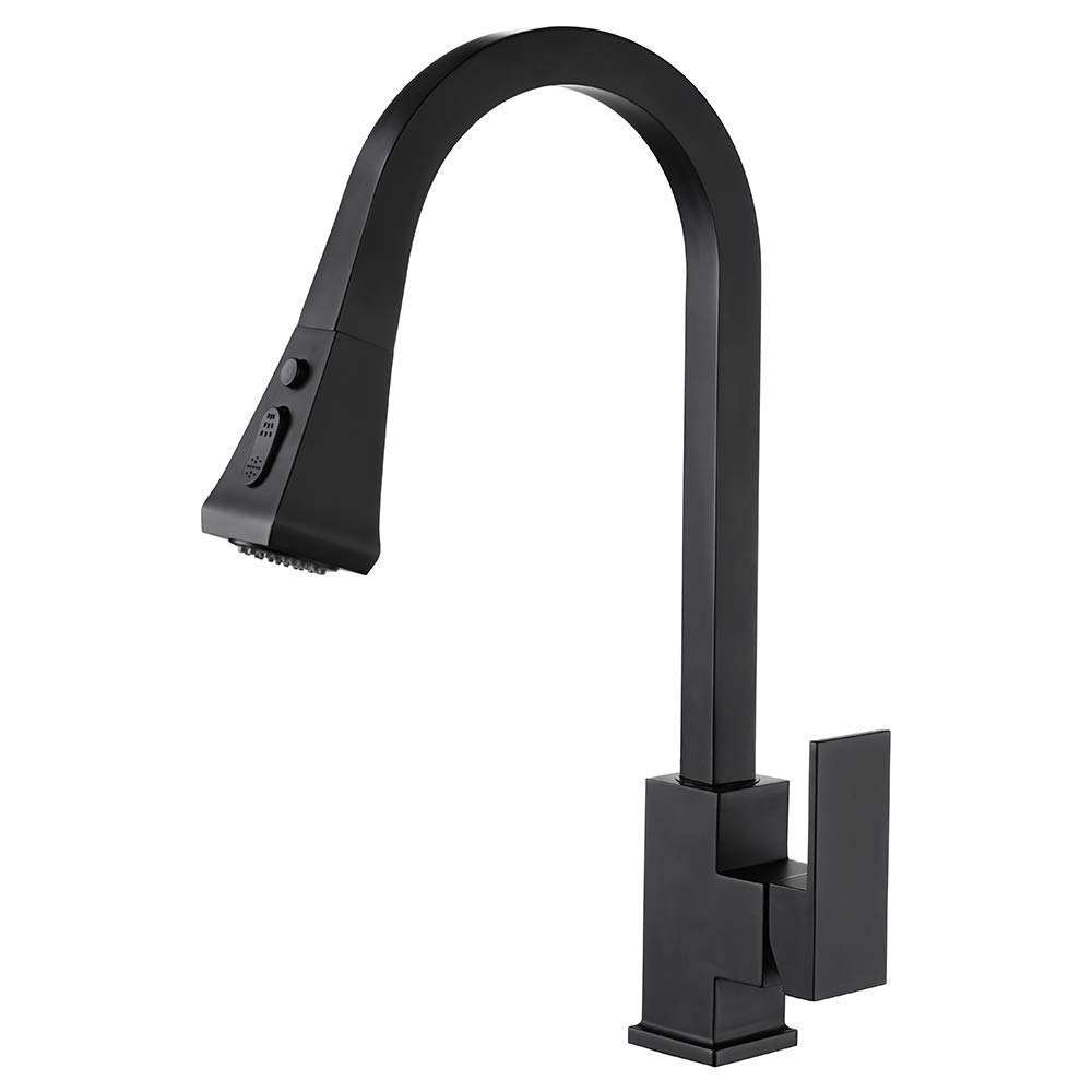 BHFPFZA High Arc Black Kitchen FaucetMultifunctional Single Handle Sink Faucet with Pull Down Sprayer Easy Installation Perfect for Modern Kitchens