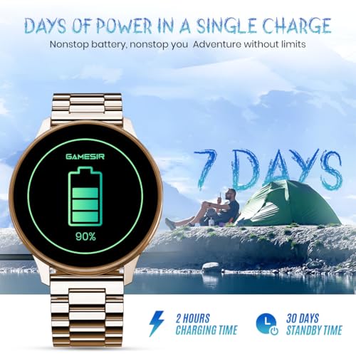 Image of GameSir Active 2 Smartwatch for Men & Women, 1.39 inch HD Round Display, Bluetooth Calling, Heart Rate & SPO₂, 100+ Sports Modes, IP67, Long Battery Life for Android & iOS (Metal Gold)