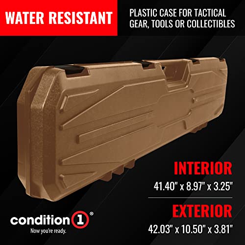 Condition 1 42” Single Scope Hard Rifle Gun Case, Long Lockable Storage Box, Water Resistant Plastic Travel Case, Protective Luggage With Foam Insert, Rebel Economy, 42.03"X10.50"X3.81" Flat Dark Earth #TOP1