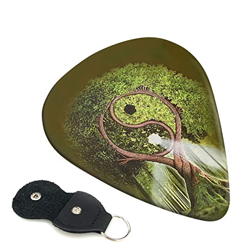 ギターピック 6枚セット 0.46mm 0.71mm 0.96mm エレキギター ベース用ピック ウクレレ ギター ABS素材 エレクトリック アコースティック 弦楽器 初心者 トライアングル ピック( 陰陽 木 )