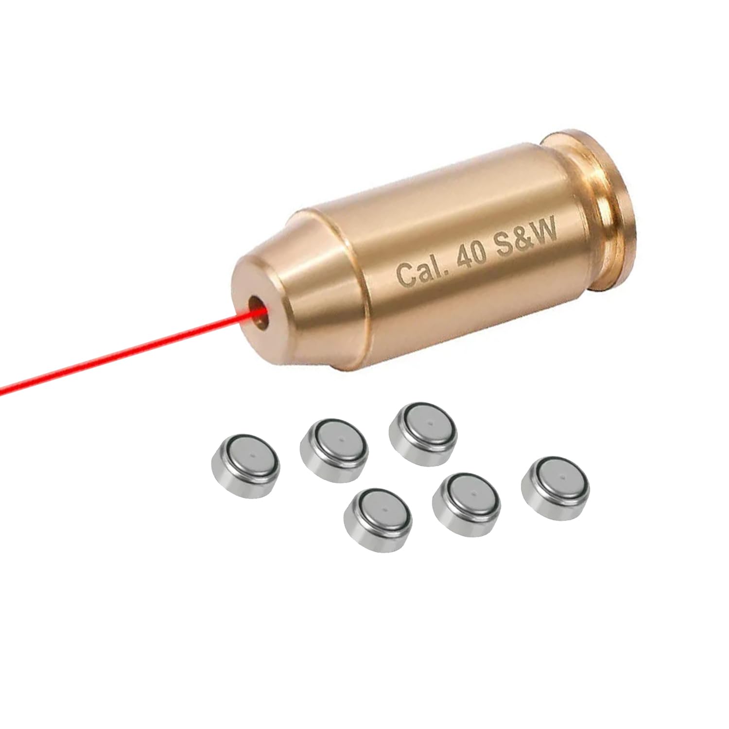 GOTICAL Tactical Red Laser Bore Sight Cal .40 Brass Boresighter Cartridge Red Dot (Will Work with Smith and WES'S) (Cal .40 Brass Boresighter)