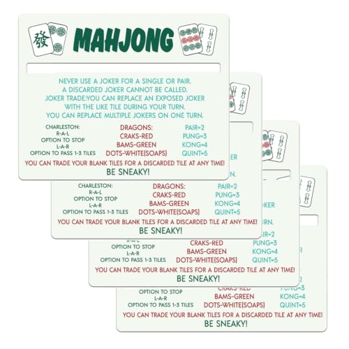 Cyanslen 4 Pcs 2026 Mahjong Line Finder, Mahjong Line Reader with Rules, Instructions for Beginners, Mah Jongg Accessories, Mah Jongg Gifts for Women (Green) by Cyanslen - Used condition - US$8.91