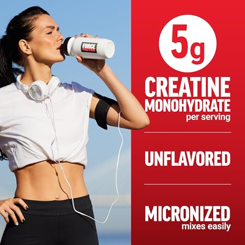 Image of Force Factor Creatine Monohydrate Powder, 5g Micronized Dose to Support Muscle Growth, Strength, Recovery, Cognitive Health & Memory, Unflavored, 200 Servings
