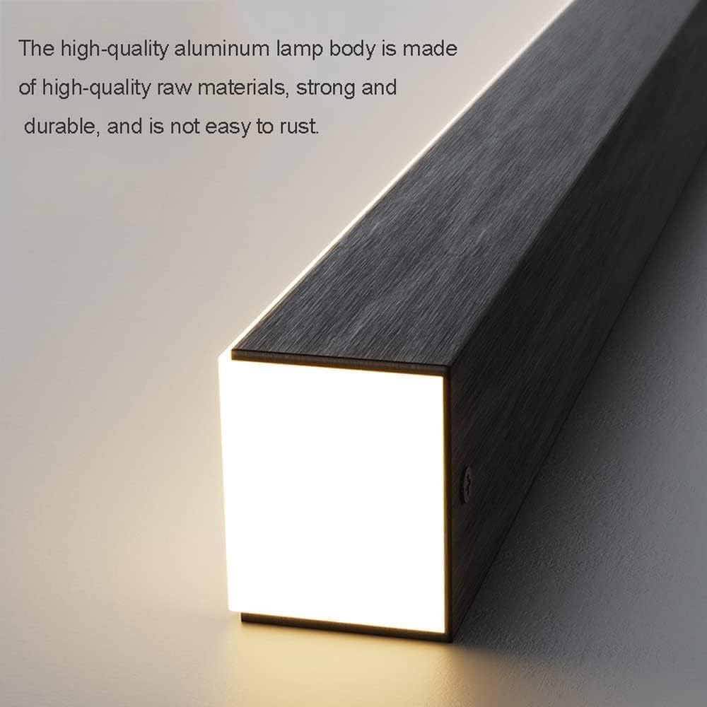 Sospensione Lineare Dimmerabile 40w/52w/64w LED Apparecchio A Sospensione Altezza Regolabile per Cucina Isola Sala da Pranzo Soggiorno Ufficio, Black, 90cm