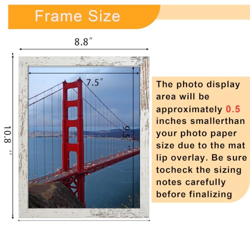 Image of BESCRCL 8x10 Picture Frame Wall or Tabletop, Engineered Wood Photo Frames for 8 x 10 Pictures, Distressed White, 1 Pack