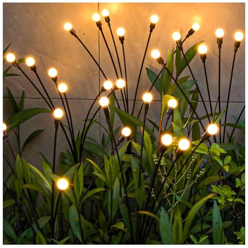 Lampe solaire de jardin oscillante exterieur blanc chaud pour cour