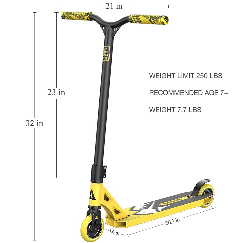 PLAYSHION Stunt Scooter Freestyle Tretroller 100mm Wheel mit ABEC 9 Kugellagern für Kinder und Erwachsene