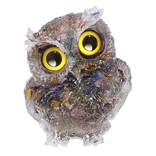 Nupuyai 2.4" 7 Chakra Stones Owl Bird Carved Crystal Animal Statue Ornament