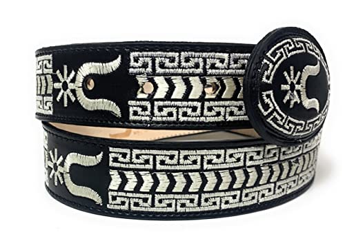 Men's Black western Embroidered Charro Belt, Cinto Charro Vaquero Bordado3