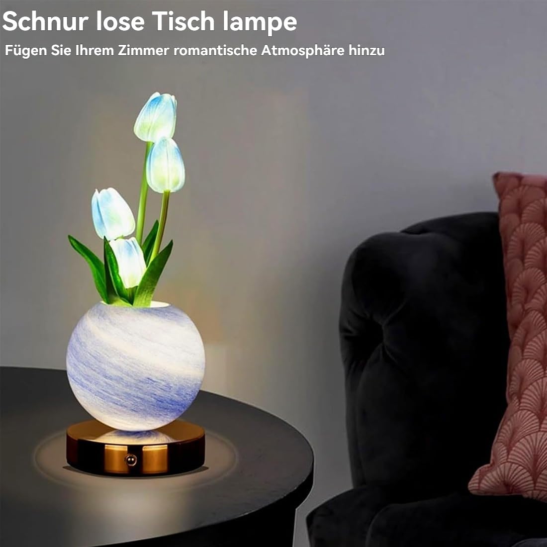 Luce Notturna Decorativa A Tulipano A Led, Luce Romantica Radiante | Base Touch Control, Design Floreale Realistico, Luce Calda E Morbida for Un Sonno Tranquillo(G)