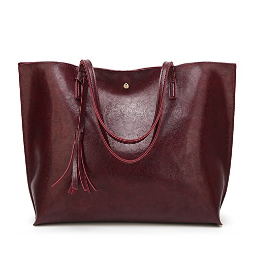 Image of PU Leather Shoulder Bag Maroon large capacity