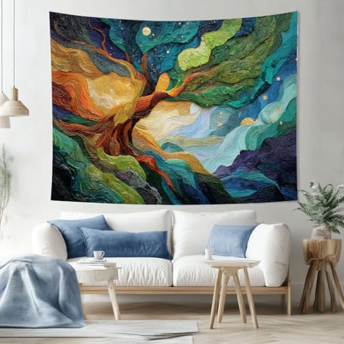 Tenture murale effet 3D motif paysage abstrait multicolore - 2