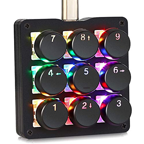 Macro Keypad 9 Keys Mechanical Keyboard Mini One Handed RGB Backlit Portable Programmable Single-Handed Gaming Keypad for OSU Electric Contest Game PC Laptop MAC Win Geeker Outemu