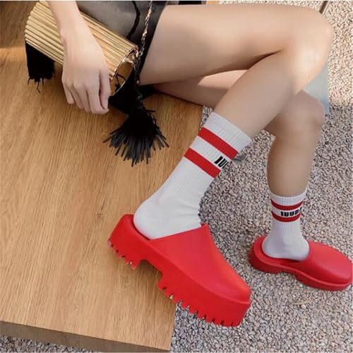 Women's Summer Thick Sole Mid-heeled Flat Luxury Closed Toe Slippers – Stylish & Comfortable Footwear for Warm Weather2