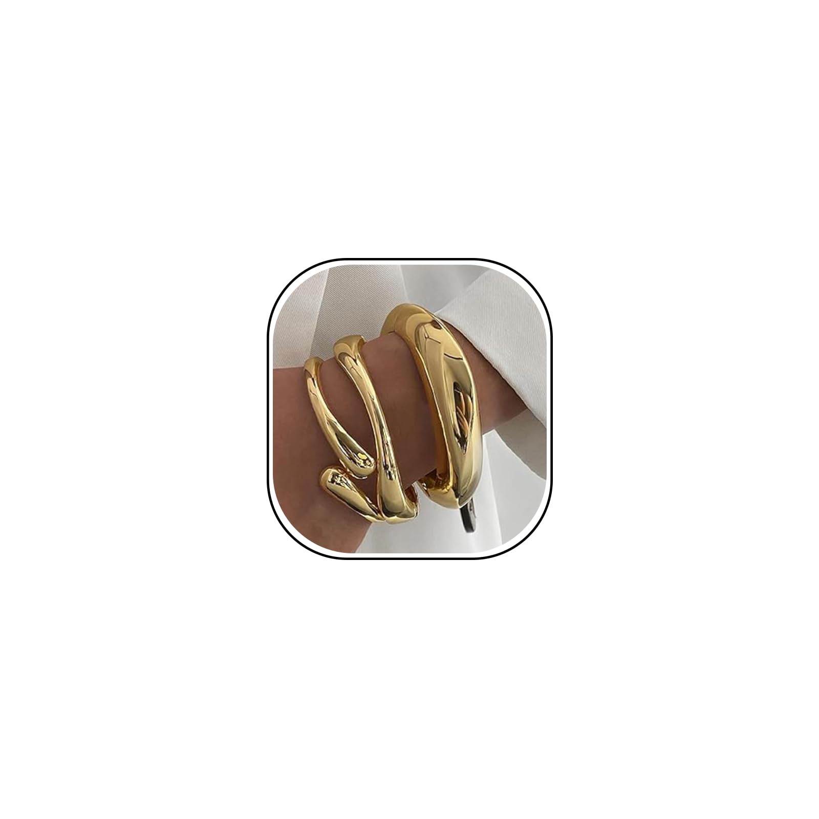 LunarCharm LunarCharm Juego de 3 brazaletes gruesos de oro para mujeres con bisagra, joyería minimalista delicada, regalos