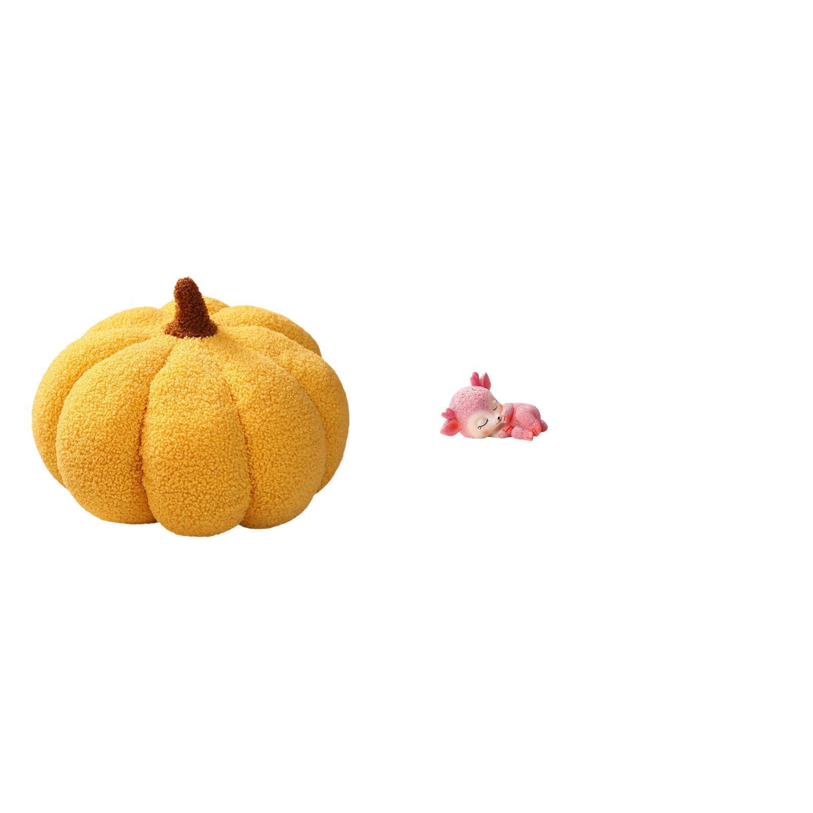 Halloween Pumpkin Plush Cushion and Resin Sleeping Deer Figurine Decorative Sofa Pillow for Bedroom Kitchen Dining Room Handicraft Decor-image-9