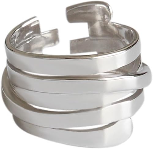 Miniatura 216 de 925 Sterling Silver Ring Minimalist Adjustable Rings Band Handmade Rings for Women Girls