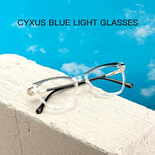 Image of Cyxus Cat Eye Blue Light Blocking Glasses for Women Men Tr90 Frame Anti Eye Strain UV400 Protection Computer Glasses 8189
