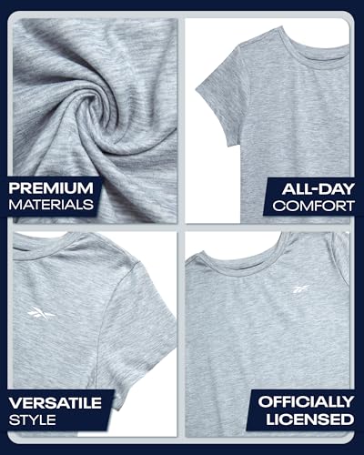 Reebok Girls Athletic Shirts - 2/3 Pack Short Sleeve Crew Neck Performance Workout Shirts and Athletic Tops for Girls (7-12)4