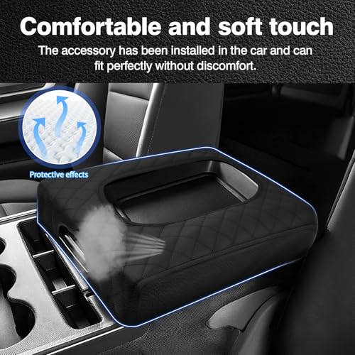 Image of Autorder Center Console Cover for 2014-2018 Chevy Silverado /GMC Sierra Accessories Armrest Cover Anti-Scratch Middle Console Pad Leather Armrest Protector(ONLY for Split Bench Seat Console)