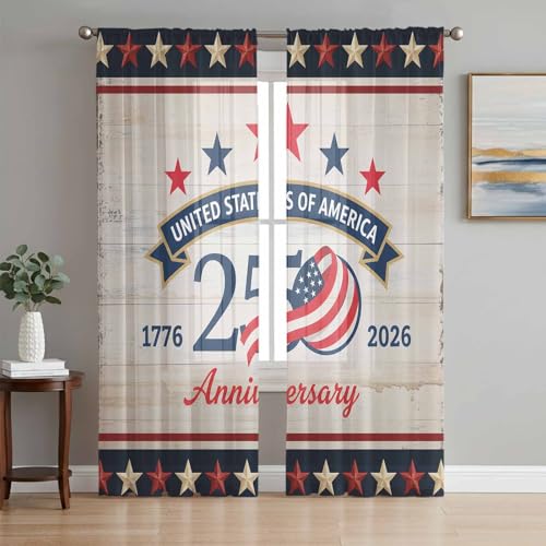 USA Anniversary Sheer Curtains (72 inch)