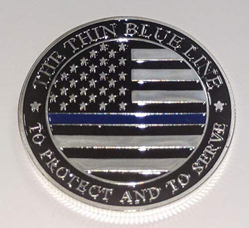 Police Thin Blue Line Engraveable Challenge Art Coin