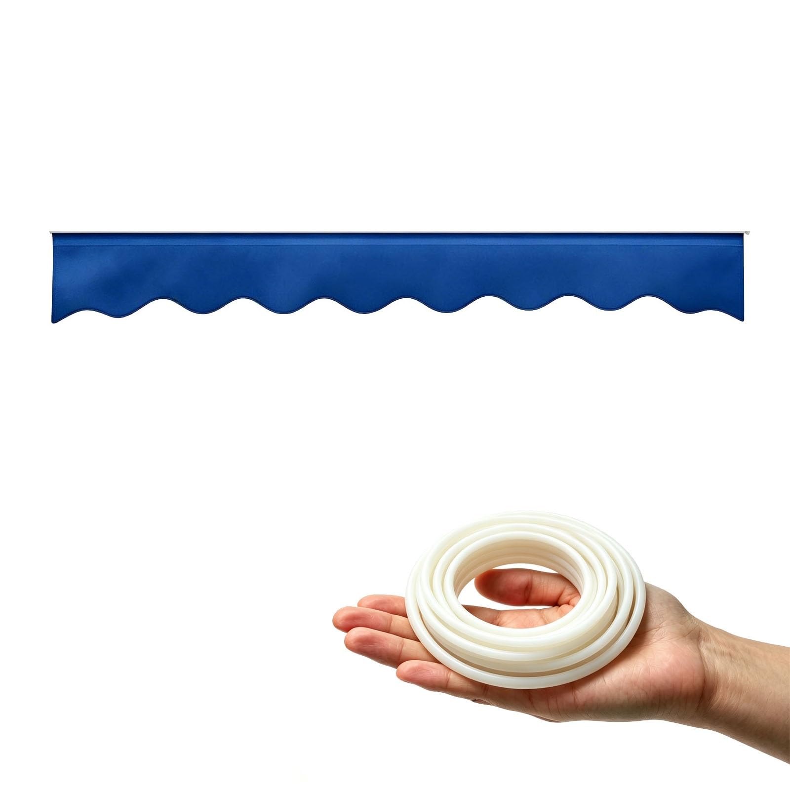 Générique Lambrequin Store Banne avec Jonc, Lambrequin de Remplacement Polyeste Résistant aux Déchirures pour Terrasse Jardin Patio Protection Solaire(Bleu,B700cmxH20cm)