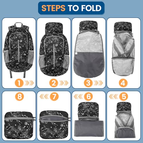 Image of ZOMAKE Ultra Lightweight Packable Backpack 25L, Foldable Hiking Backpacks Water Resistant Small Folding Daypack for Travel(Star Print)