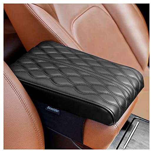 Seasider Car Center Console Cover, Memory Foam Car Armrest Cushion, Black Auto Arm Rest Pad, Leather Middle Consoles Protector, Hand Rest Pillow for SUV/Truck/Vehicle