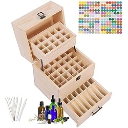 Maletin Flores Bach RoseFlower Caja de Almacenaje de Madera de Aceites Esenciales y Aromaterapia, 59 Botellas Aceite Contenedor Cubos de Almacenaje Organizadores para Perfumes, Fragancias, CosméTica, Joyas