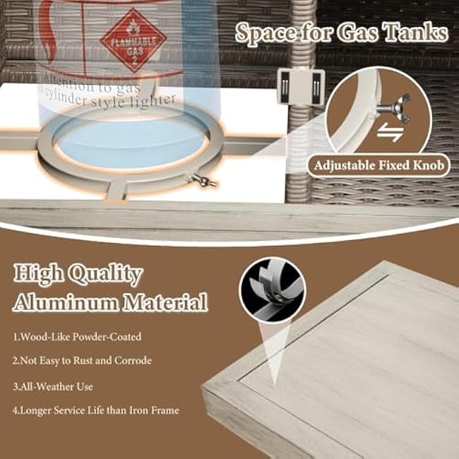 Outdoor Bar Cart with Storage Cabinet, Patio Bar Table, All-Weather for Patio, Kitchen, or Outdoor Entertainment, Wood Grain Finish-ahVxSg4Y