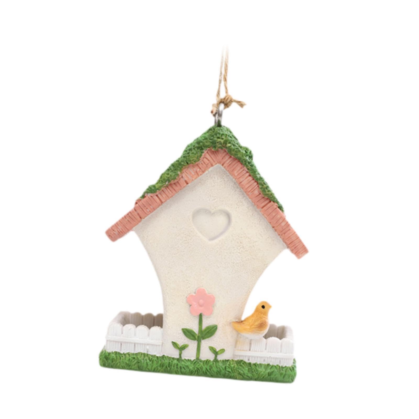 Hanging Bird House Resin Garden Bird Feeder for Bird Lovers Outdoor Backyard B | Home & Garden | Yard, Garden & Outdoor Living | Bird & Wildlife Accessories | Birdhouses-image-37