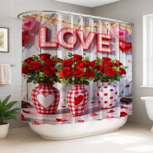 Rideau de douche imperméable extra large anti-éclaboussures motif roses - 2