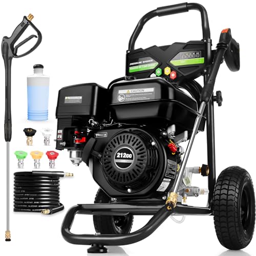 4200PSI Gas Pressure Washer 4.0GPM Gas Power Washer 212CC Gas Powered Washing Machine Commercial High Pressure Washer with 25ft Hose&5 Nozzles for Patio Garden...