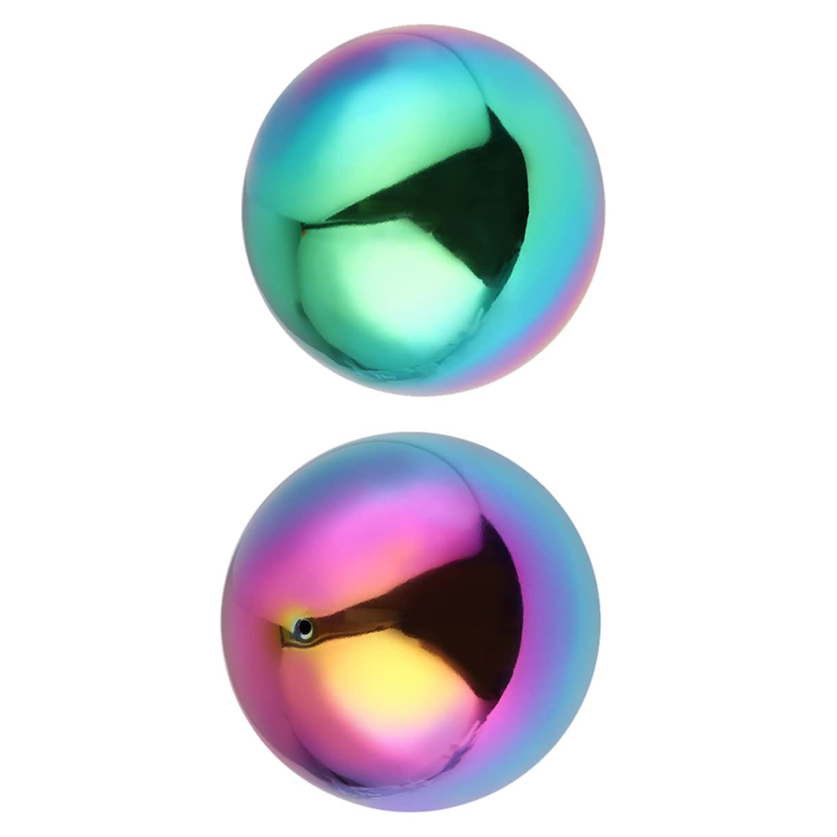 Outanaya Stainless Steel Mirror Balls 2pcs Rainbow Gazing Balls Hollow Orbs for Outdoor Decor