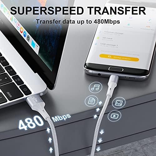 RAVIAD Micro USB Cable 2M 2Pack Android Charger Cable Nylon Braided Micro USB Charger Cable Fast Charging Cable Compatible with Samsung Galaxy S7 S6 J7 J5 J3, Huawei, HTC, Nokia, Tablet, Kindle, PS4