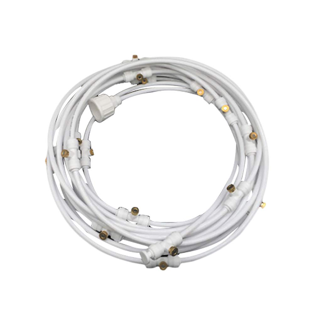 Kit de système de refroidissement par brumisation extérieure pour serre, jardin, terrasse, arroseur d'eau pour plantes d'été (blanc, 18 m)