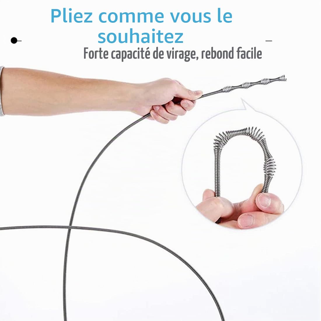 Furet Déboucheur Canalisation 10m Deboucheur Extensible Spirale de Nettoyage de Tuyaux avec Gants, Deboucheur WC, pour Salle Bain, Cuisine