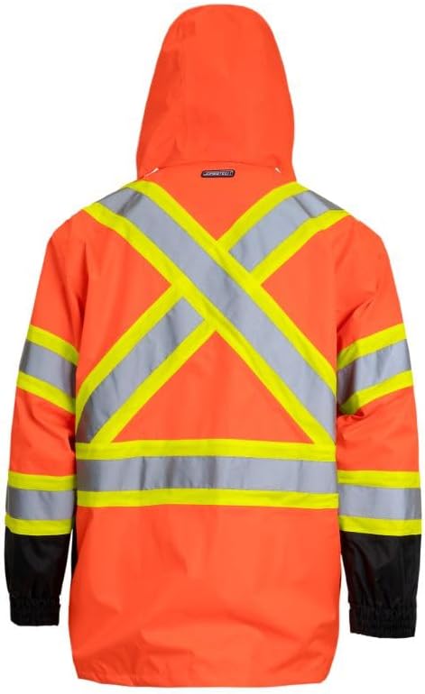 JORESTECH Ultimate All-Weather Safety Orange Raincoat Kit: ANSI Compliant Safety Work Raincoat and Pants, Waterproof - Image 4