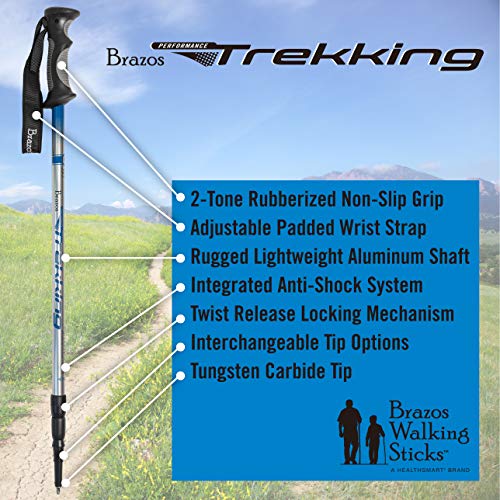 image for Brazos Walking Sticks Trekking Poles: Collapsible Hiking/Walking Stick