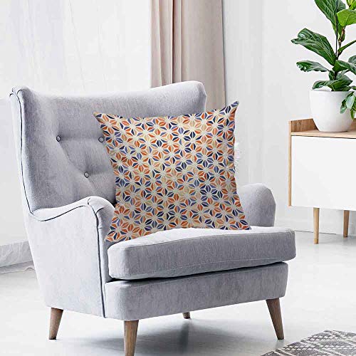 Hosnye TPC1818A99 Blue Orange Beige Spot Cotton Linen Throw Pillow Case Round Triangle Flower Pillow Cushion Covers Home Sofa Decorative 18 X 18 Inch thumb #2