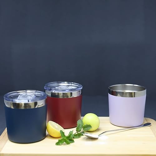 Miniatura 7 de MIRA Vaso térmico de acero inoxidable de doble pared de 9 onzas para whisky, cócteles, líquidos calientes y fríos, violeta lavanda