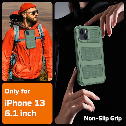for iPhone 13 Case with Belt Clip Holster,Anti-Drop Shockproof (Green) - image 7
