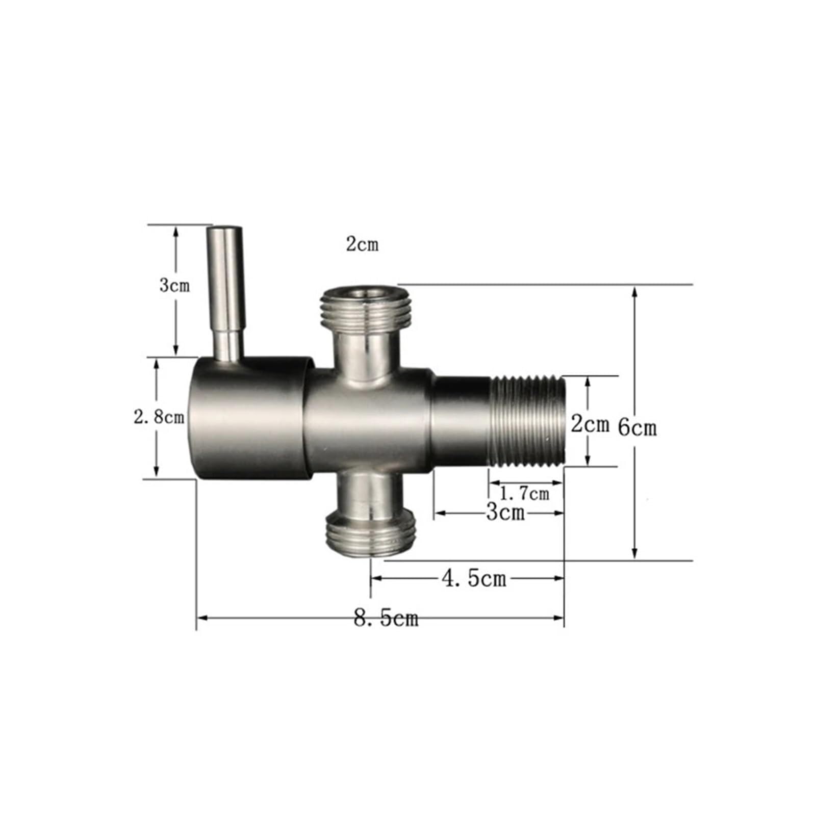Valvola angolare in acciaio inox 304, valvola di arresto angolare, connettore filettato 1-in-2-out, valvola triangolare, antiruggine, adatta per bagno, cucina, WC, installazione sanitaria