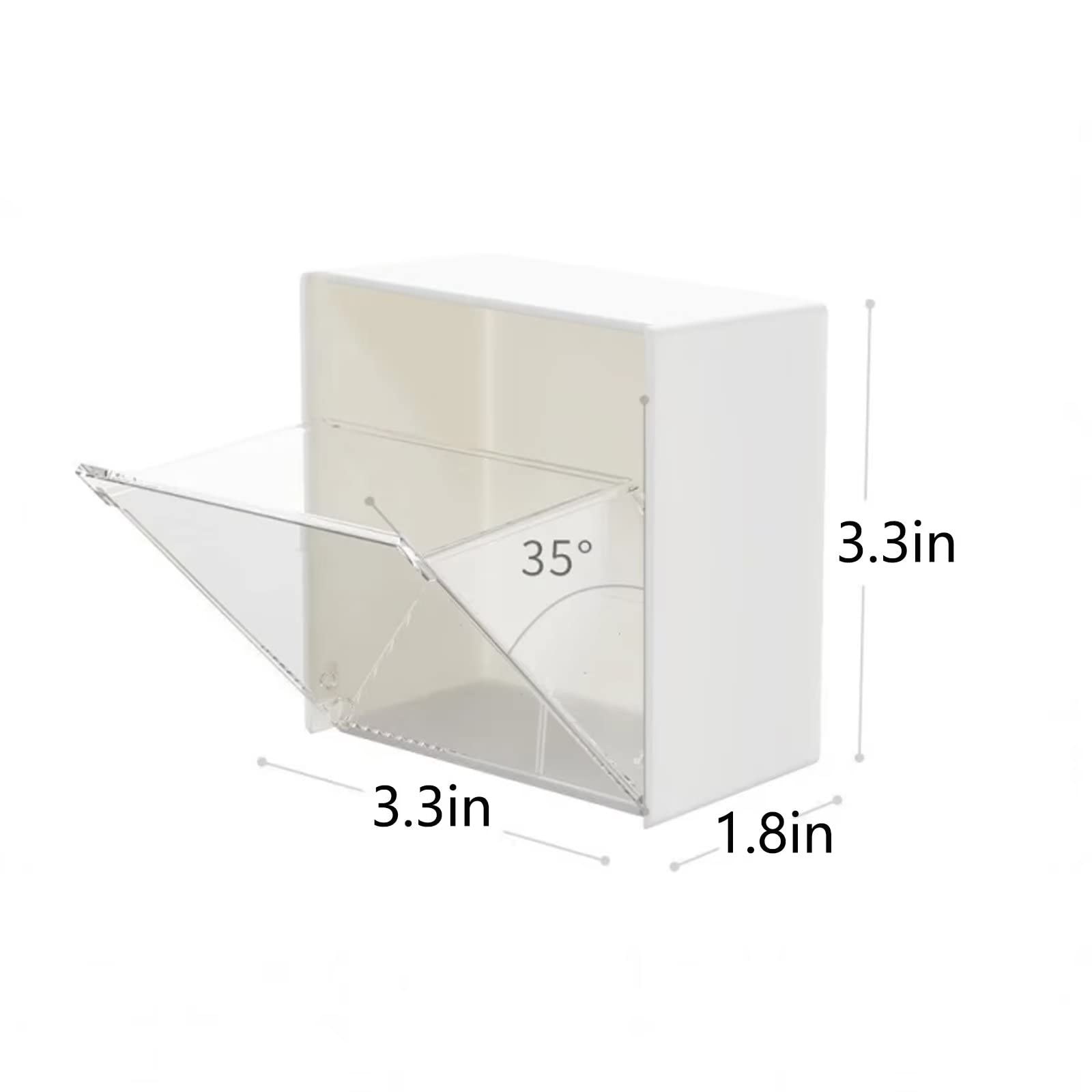 4 Pack Wall Mounted Cotton Swab Holder, Mini Cosmetic Storage Box Bathroom Vanity Storage Canister Holder for Cotton Swabs,Balls,Makeup Pads,Sponges(No drilling)