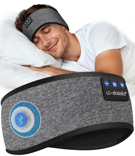 LC-dolida Bandeau Bluetooth Écouteurs Casque de Sommeil,Cadeaux pour Homme Femme,Les Mains Libres, Casque Dormir Doux avec Ultra-Fins HD Stéréo pour...