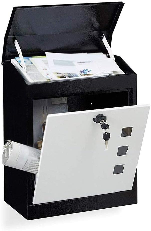 HBJWOV Wall Mount Lockable Mailbox，Outdoor Metal Key Large Capacity Commercial Rural Home Decorative Mailbox