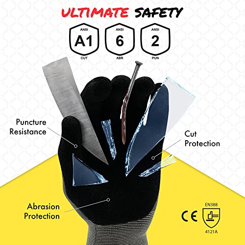 Quest Cut Resistant Work Gloves – Cut Proof Working Gloves Heavy Duty Cutting And Abrasion Protection – Puncture Resistant Gloves - X-Large, Pack Of 3 Pairs #TOP3
