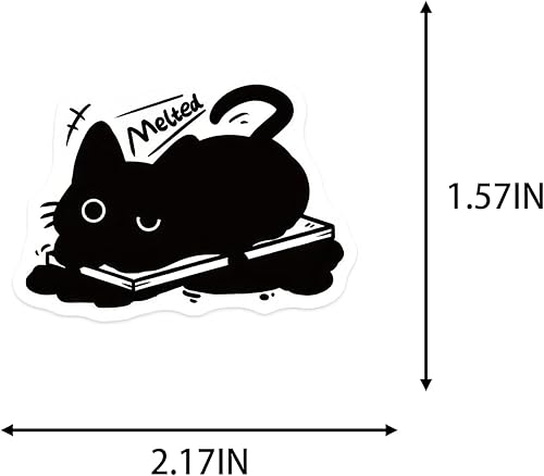 Miniatura 6 de Meme - Calcomanías de gato negro, 50 unidades, lindas calcomanías estéticas para botellas de agua, para niños, niñas, adolescentes, divertidas